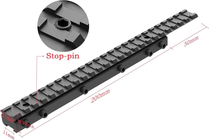 FSI 3/8" 11mm to 7/8" 20mm Dovetail to Picatinny Rail Adapter, Low Profile 11mm to 20mm Picatinny Riser Mount - Image 2